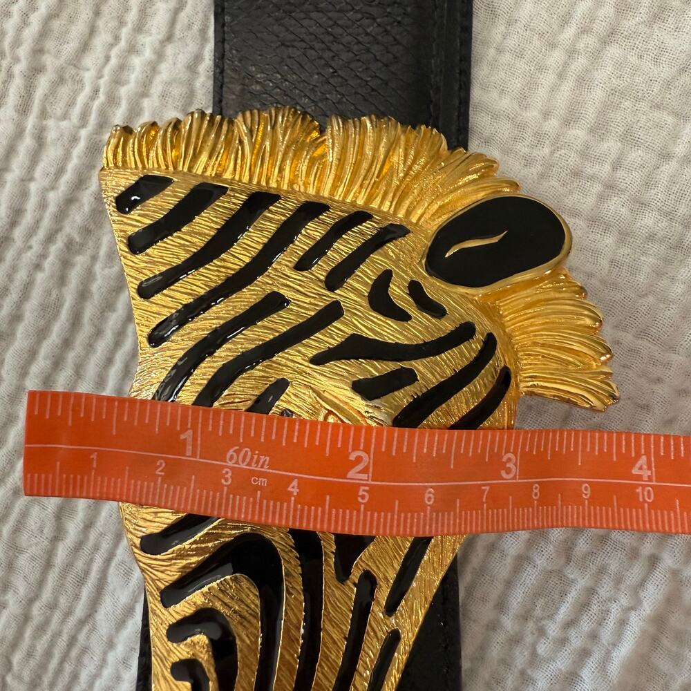 Dotty Smith Belt Size 28 - 32 Genuine Snake Belt Large Zebra Head Buckle - Picture 11 of 12